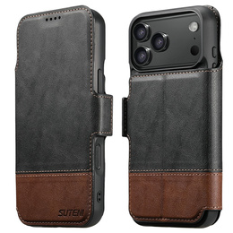 2 az 1-ben flip tok iPhone 17 Pro Max készülékhez, SUTENI, MagSafe-hoz, fekete