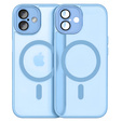 Tok iPhone 16-hoz, MagSafe, ERBORD Matt Case, kék + képernyőüveg