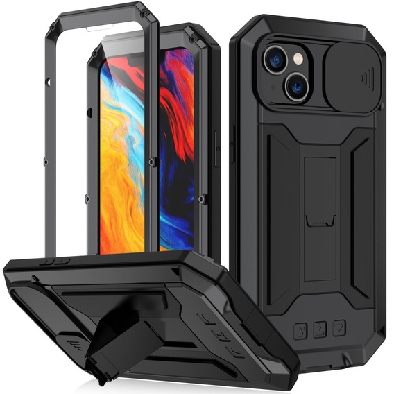 Páncélozott tok a iPhone 14, R-JUST CamShield Slide, fekete
