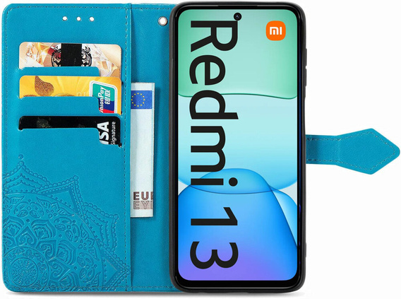 Pattintható tok a Xiaomi Redmi 13, Mandala, kék