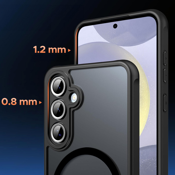 Tok Samsung Galaxy S24-hoz, MagSafe, ERBORD Matt Case, fekete + képernyőüveg