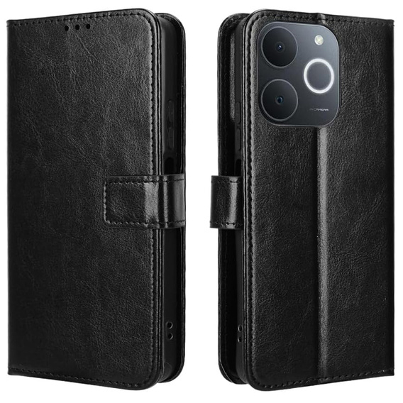 Pattintható tok a Realme Note 70T 4G, Crazy Horse Wallet, fekete