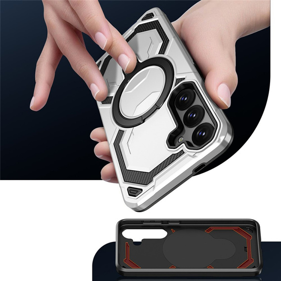 Mágneses tok állvánnyal Samsung Galaxy A57 5G készülékhez, ezüst