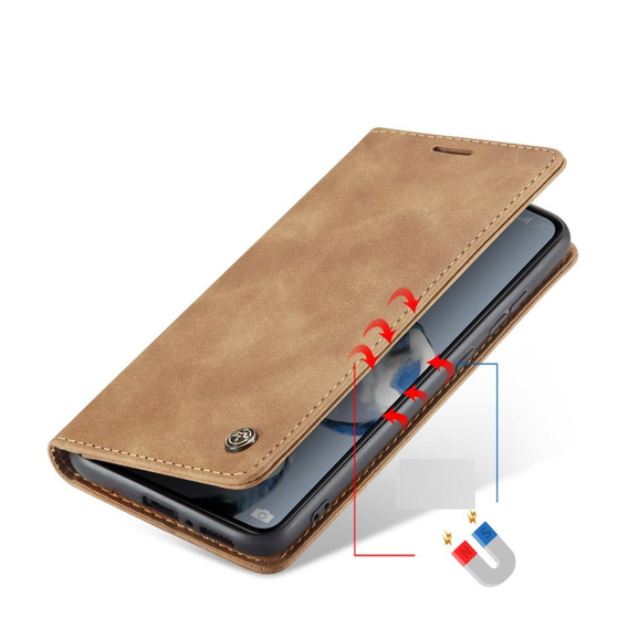 CASEME tok Xiaomi 12T / 12T Pro, Leather Wallet Case, barna