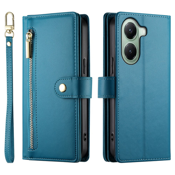 Pattintható tok a Xiaomi Poco X7 Pro 5G, Wallet Zipper Pocket, kék
