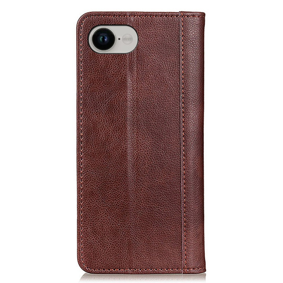 Telefontok a Iphone 16E, Wallet Litchi Leather, barna
