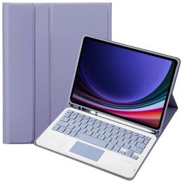 Tok + billentyűzet Samsung Galaxy Tab S9, Leather Pen Slot TouchPad, lila