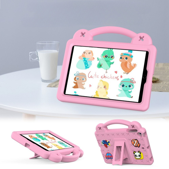 Gyermek tok iPad mini 7.9" 2019/2015/2014/2013/2012 (5/4/3/2/1 gen.), Cute Patterns, állvánnyal, rózsaszín