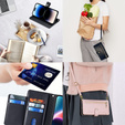 Pattintható tok a iPhone 14 Pro, Wallet Zipper Pocket, fekete