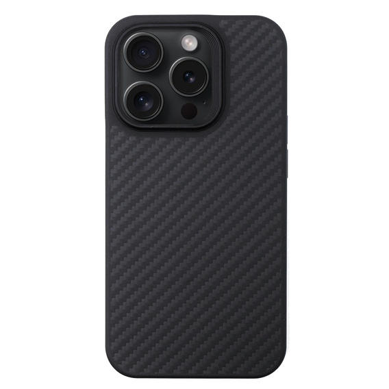 Tok iPhone 15 Pro Max, Aramid Fiber Cover, fekete