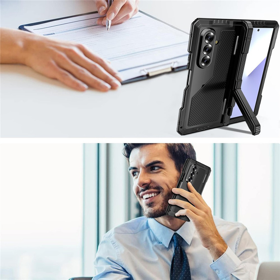 Páncélozott alumínium tok állvánnyal és tolltartóval Samsung Galaxy Z Fold7 5G készülékhez