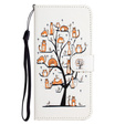 Pattintható tok a Motorola Moto G53 5G / G23 / G13, Wallet, Cat & Tree, fehér