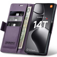 Tok Xiaomi 14T Pro, ERBORD Glossy Litchi, pénztárca patenttal, lila