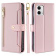 Pattintható tok a Motorola Moto G73 5G, Wallet Zipper Pocket, rózsaszín