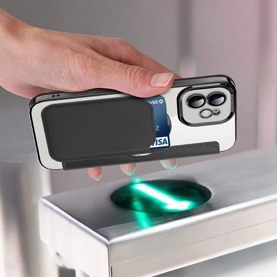 Pattintható tok a iPhone 12, RFID Wallet MagSafe CamShield, fekete