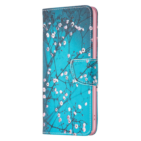 Pattintható tok a Motorola Moto G53 5G / G23 / G13, Wallet, Sakura, kék