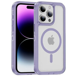 Tok kerettel iPhone 14 Pro Max készülékhez, MagSafe-hoz, átlátszó / lila