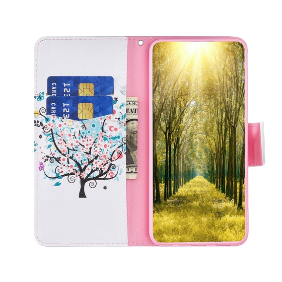 Pattintható tok a Realme C55, Wallet, colorful tree, fehér