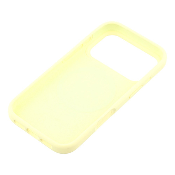 Szilikon tok iPhone 17 Pro Max készülékhez, MagSafe, ütésgátló, sárga színű