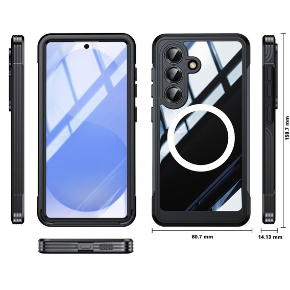 Üveges, ütésálló tok MagSafe-hez, Samsung Galaxy S26 Plus készülékhez, fekete