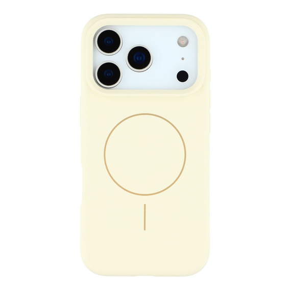 Szilikon tok iPhone 17 Pro Max készülékhez - MagSafe kompatibilis, ütésgátló, bézs színben