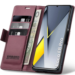 ERBORD Fényes Litchi flip tok Xiaomi Poco F8 Pro készülékhez