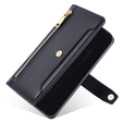 Pattintható tok a Samsung Galaxy S23, Wallet Zipper Pocket, fekete