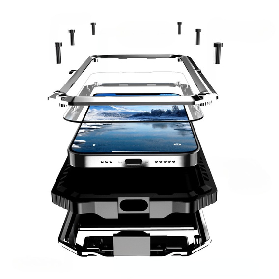 Páncélozott tok a iPhone 16E, R-JUST, ezüst