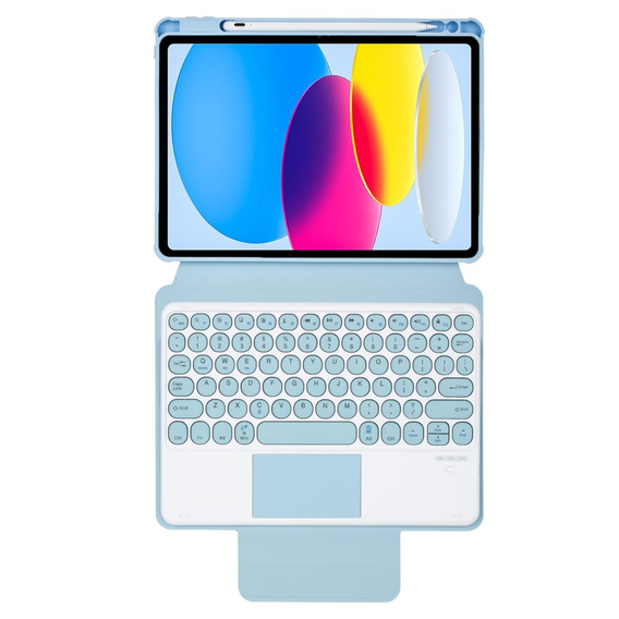 Billentyűzet tok iPad 11" 2025 A16 (11 gen.) / iPad 10.9" 2022 (10 gen.), Rotary 360° Leather, világoskék