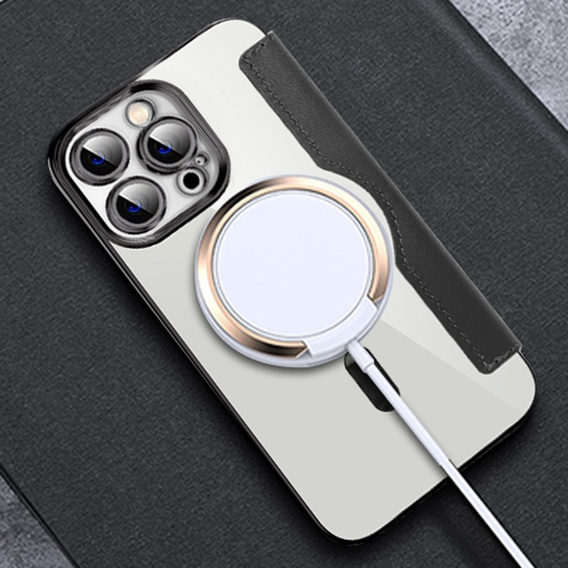 Pattintható tok a iPhone 12 Pro Max, RFID Wallet MagSafe CamShield, fekete