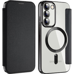 Pattintható tok a Samsung Galaxy S23, Wallet, MagSafe, fekete