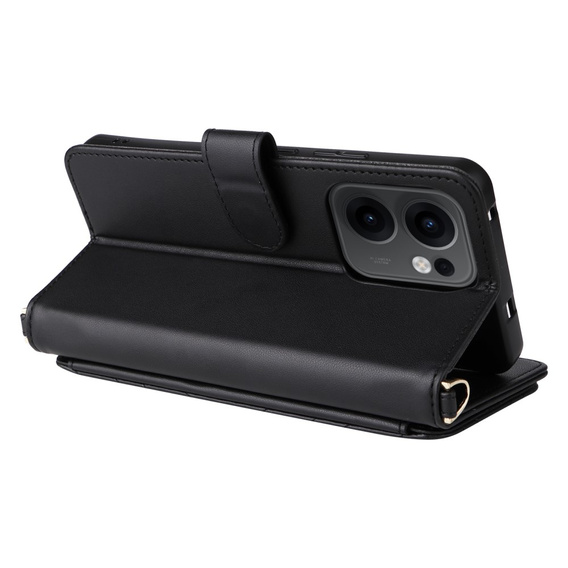 Tok patenttal a Oppo Reno 13F 5G-hez, Crossbody Leather Wallet, fekete