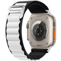 Nylon szíj Apple Watch 1/2/3/4/4/5/6/7/8/SE/ULTRA 42/44/45/45/49mm, fekete / fehér