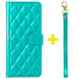 Flap tok Samsung Galaxy A16, Rhombus Crossbody Leather, zöld