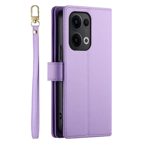 Pattintható tok a Oppo Reno 13 5G, Wallet Zipper Pocket, lila