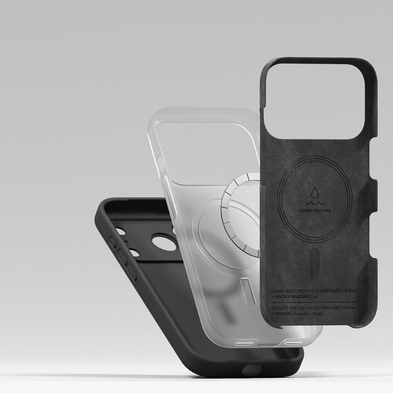 Ringke tok iPhone 17 Pro Max készülékhez, szilikon mágneses MagSafe, fekete