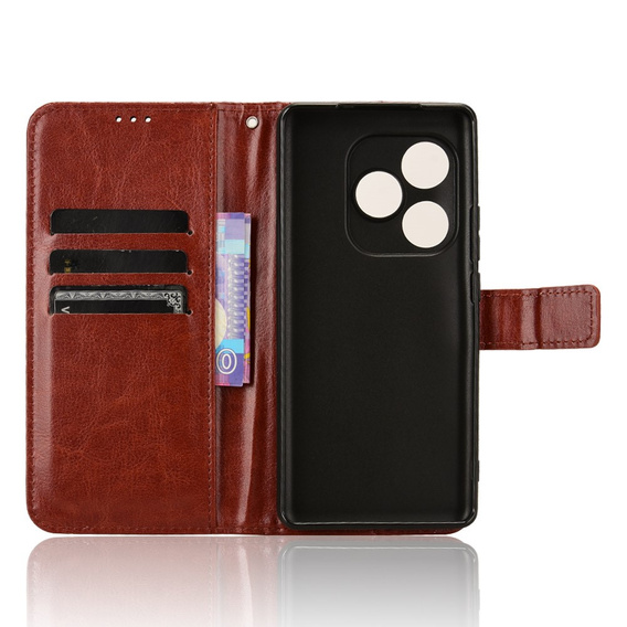 Pattintható tok a Realme GT 6 / 6T, Crazy Horse Wallet, barna