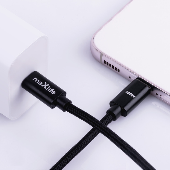 Maxlife kábel MXUC-12 USB-C - USB-C 1.0 m 100W, fekete