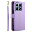 Pattintható tok a Xiaomi 14T Pro, Wallet Zipper Pocket, lila