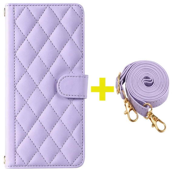 Flap tok Samsung Galaxy A16, Rhombus Crossbody Leather, lila