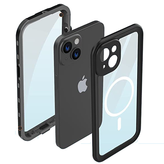 Vízálló tok iPhone 14, Redpepper, MagSafe-hoz, fekete