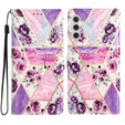 Pattintható tok a Samsung Galaxy A25 5G, Wallet, marble & flowers, rózsaszín + 9H üveg