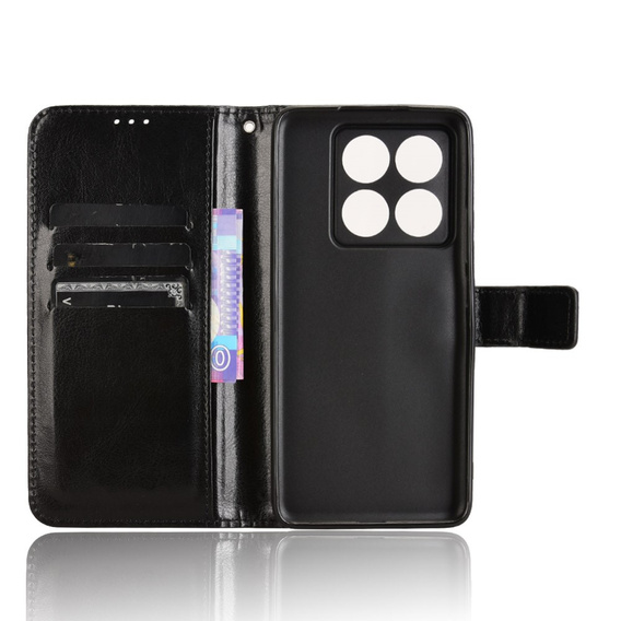 Pattintható tok a Xiaomi 14T, Crazy Horse Wallet, fekete