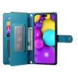 Pattintható tok a iPhone 16, Wallet Zipper Pocket, kék