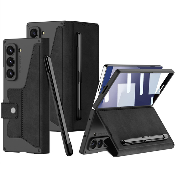 Tárca tok fekete tok patenttal Samsung Galaxy Z Fold 7 5G számára