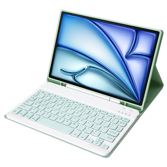 Tok + billentyűzet Apple iPad Air 11" 6 gen. 2024, Leather Pen Slot, világoszöld