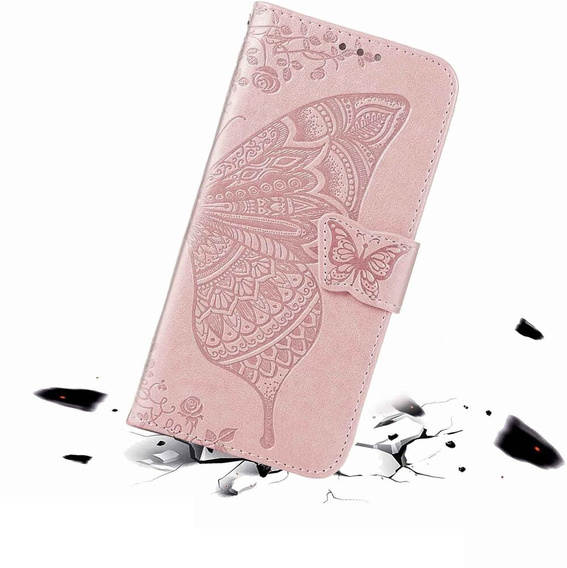 Pattintható tok a Motorola Edge 50 Fusion 5G, Butterfly, rózsaszín rose gold