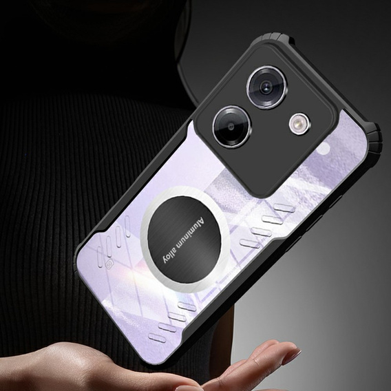 Tok Xiaomi Poco M7 Pro 5G, mágneses lemezzel, átlátszó / fekete