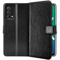 Pattintható tok a Realme GT Master, Crazy Horse Wallet, fekete