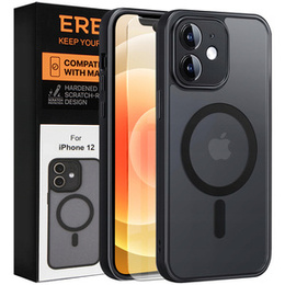 Tok iPhone 12-hoz, MagSafe, ERBORD Matt Case, fekete + képernyőüveg
